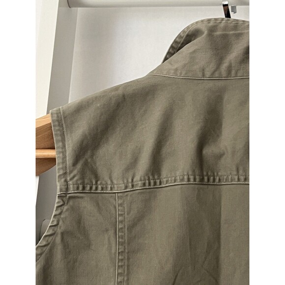 Chico's Design Button Up Twill Vest Womens S (Chico's 0) Khaki Gray Pocket Welt - Picture 10 of 15